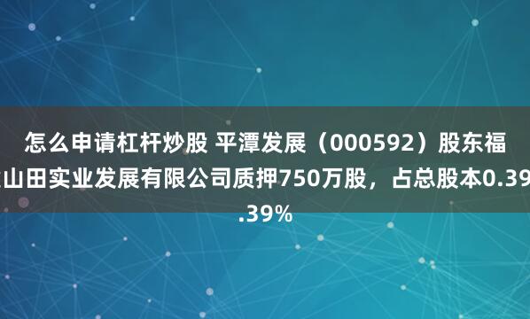 怎么申请杠杆炒股 平潭发展（000592）股东福建山田实业发展有限公司质押750万股，占总股本0.39%