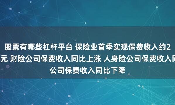 股票有哪些杠杆平台 保险业首季实现保费收入约2.17万亿元 财险公司保费收入同比上涨 人身险公司保费收入同比下降
