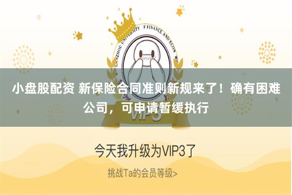 小盘股配资 新保险合同准则新规来了！确有困难公司，可申请暂缓执行