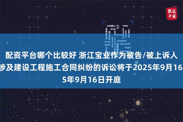 配资平台哪个比较好 浙江宝业作为被告/被上诉人的1起涉及建设工程施工合同纠纷的诉讼将于2025年9月16日开庭
