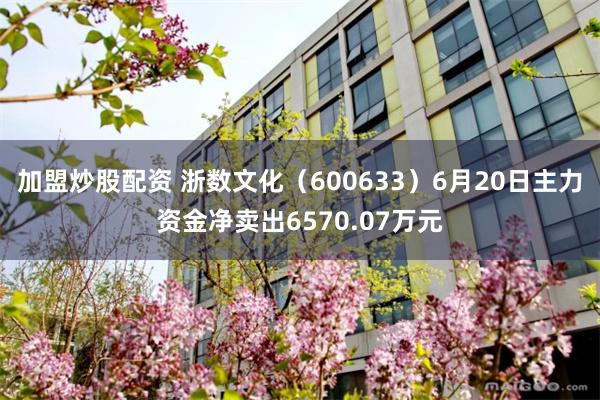 加盟炒股配资 浙数文化(600633)6月20日主力资金净卖出6570.07万元