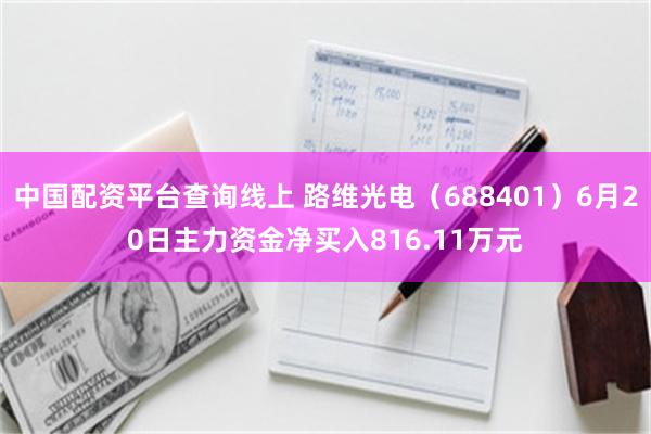 中国配资平台查询线上 路维光电(688401)6月20日主力资金净买入816.11万元