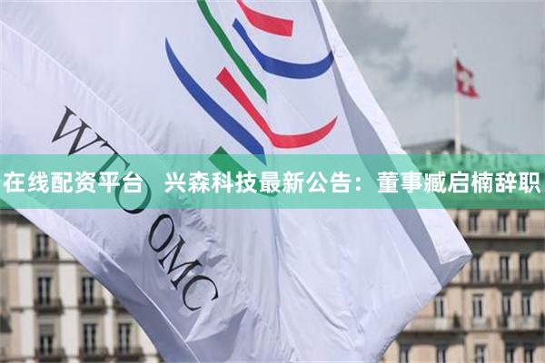 在线配资平台 兴森科技最新公告:董事臧启楠辞职