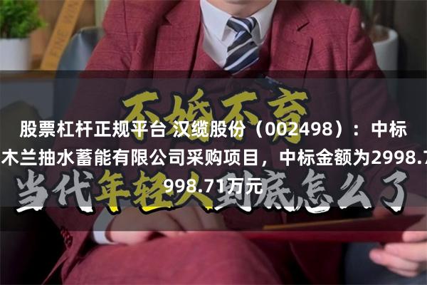 股票杠杆正规平台 汉缆股份（002498）：中标福建省木兰抽水蓄能有限公司采购项目，中标金额为2998.71万元
