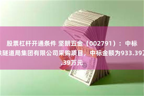 股票杠杆开通条件 坚朗五金（002791）：中标中铁隧道局集团有限公司采购项目，中标金额为933.39万元