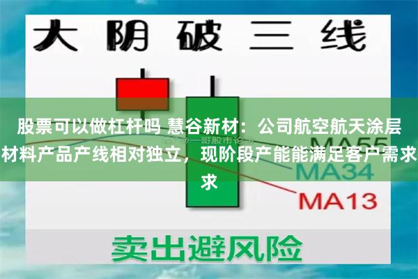 股票可以做杠杆吗 慧谷新材：公司航空航天涂层材料产品产线相对独立，现阶段产能能满足客户需求