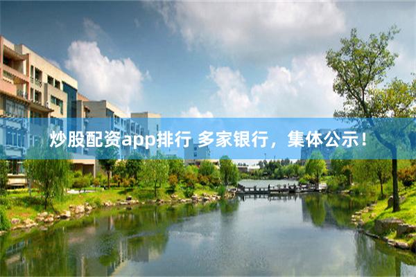 炒股配资app排行 多家银行，集体公示！