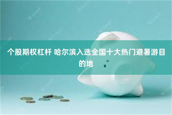 个股期权杠杆 哈尔滨入选全国十大热门避暑游目的地